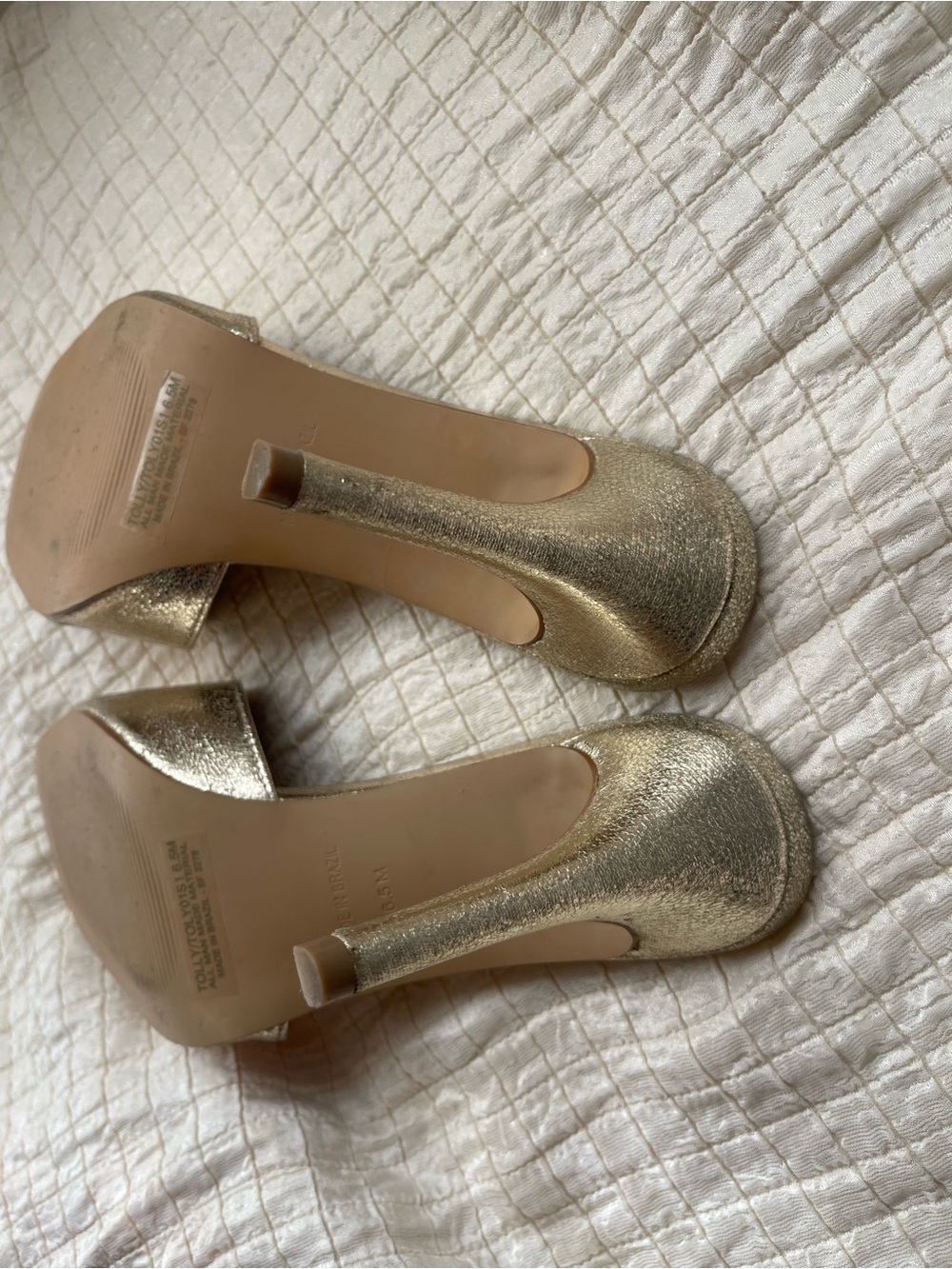 Steve Madden Metallic Gold High Heel Slide Mules - Picture 7 of 7